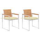 vidaXL 2 db tömör tíkfa és acél kerti szék párnával