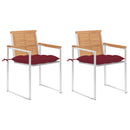 vidaXL 2 db tömör tíkfa és acél kerti szék párnával