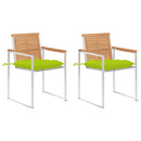 vidaXL 2 db tömör tíkfa és acél kerti szék párnával