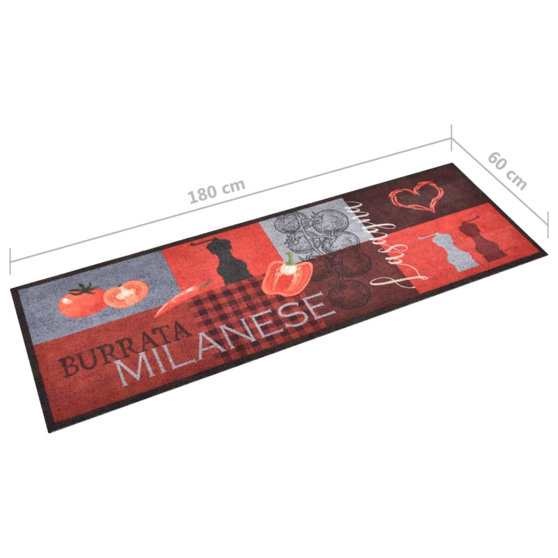 vidaXL paradicsommintás mosható konyhaszőnyeg 60 x 180 cm