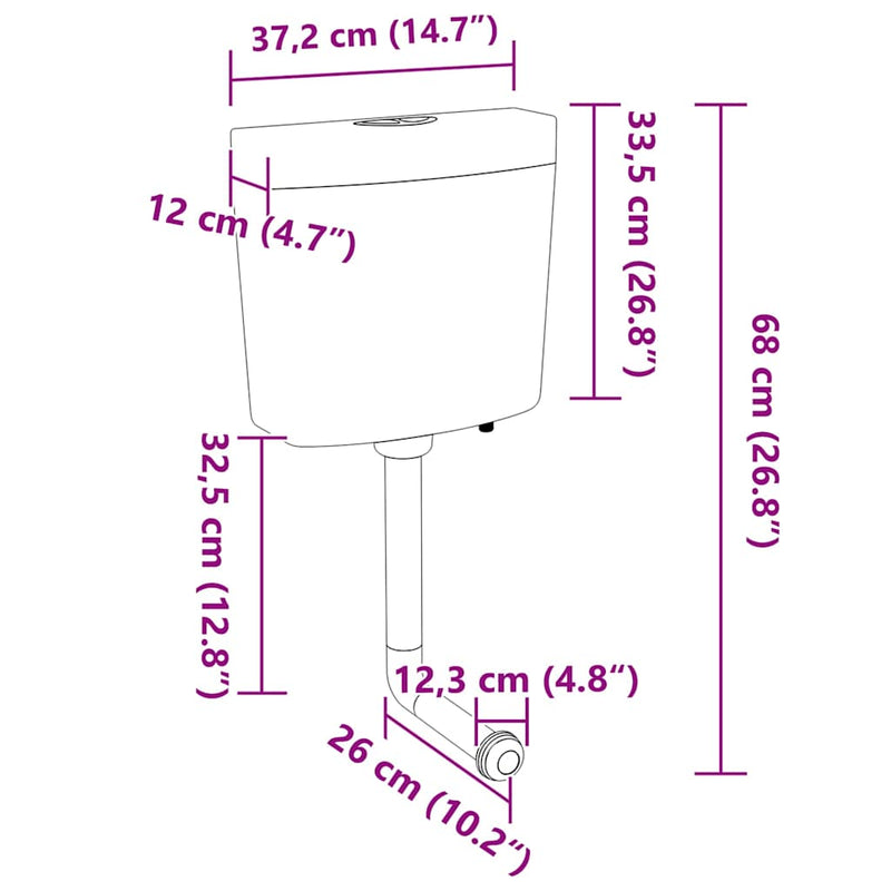 vidaXL fekete WC-tartály alsó vízbemenettel 3/6 liter