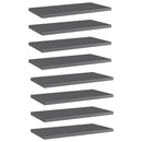 vidaXL 8 db magasfényű szürke forgácslap könyvespolc 40 x 20 x 1,5 cm