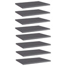 vidaXL 8 db magasfényű szürke szerelt fa könyvespolc 40 x 30 x 1,5 cm