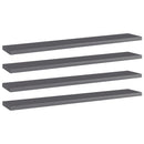vidaXL 4 db magasfényű szürke forgácslap könyvespolc 60 x 10 x 1,5 cm