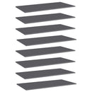 vidaXL 8 db magasfényű szürke forgácslap könyvespolc lap 80x30x1,5 cm