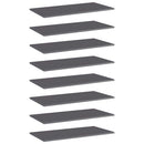 vidaXL 8 db magasfényű szürke forgácslap könyvespolc lap 80x40x1,5 cm