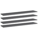 vidaXL 4 db magasfényű szürke forgácslap könyvespolc 100 x 20 x 1,5 cm