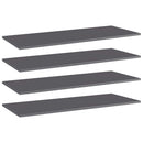 vidaXL 4 db magasfényű szürke forgácslap könyvespolc 100 x 40 x 1,5 cm