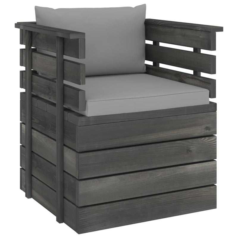 vidaXL fenyőfa kerti karosszék párnákkal