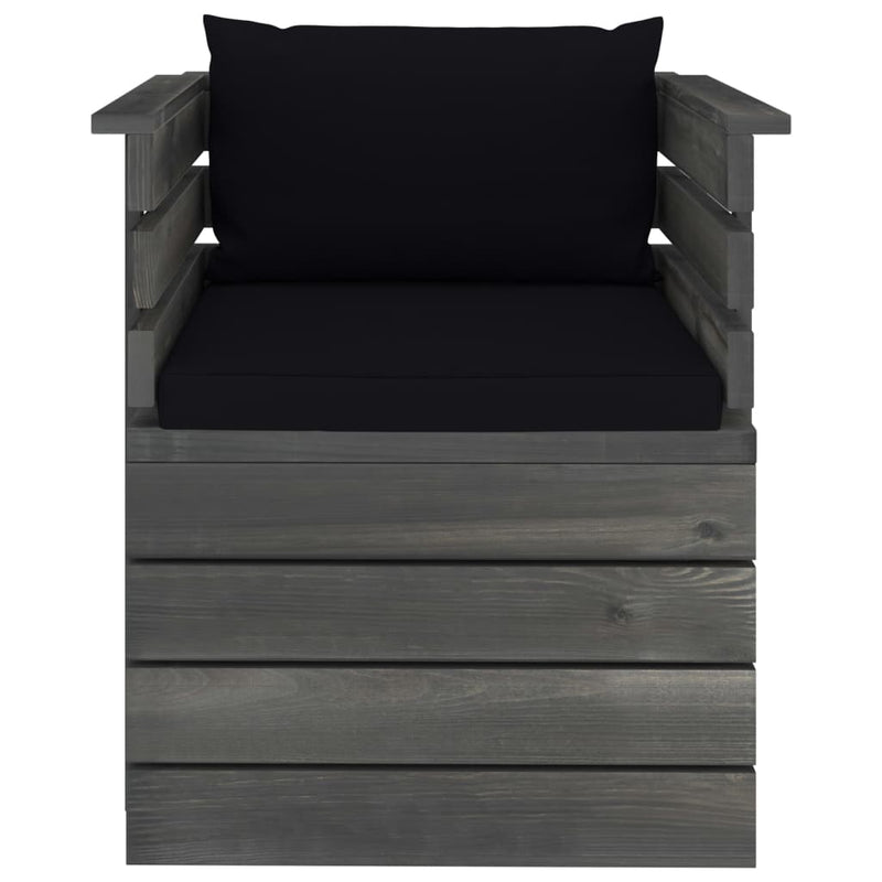 vidaXL fenyőfa kerti karosszék párnákkal