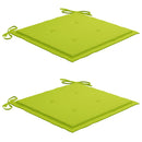 vidaXL 2 db tömör tíkfa kerti szék élénkzöld párnákkal