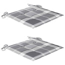 vidaXL 2 db tömör tíkfa kerti szék szürke kockás párnákkal