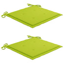 vidaXL 2 db tömör tíkfa kerti szék élénkzöld párnákkal