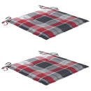 vidaXL 2 db tömör tíkfa kerti szék piros kockás párnákkal