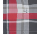 vidaXL 2 db tömör tíkfa kerti szék piros kockás párnákkal