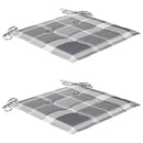 vidaXL 2 db tömör tíkfa kerti szék szürke kockás párnákkal