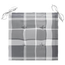 vidaXL 2 db tömör tíkfa kerti szék szürke kockás párnákkal