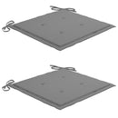 vidaXL 2 db tömör tíkfa kerti szék szürke párnákkal