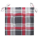 vidaXL 2 db tömör tíkfa kerti szék piros kockás párnákkal