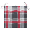 vidaXL 2 db tömör tíkfa kerti szék piros kockás párnával