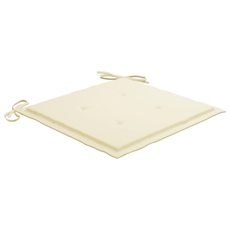 vidaXL 3 db tömör tíkfa kerti szék krémszínű párnákkal