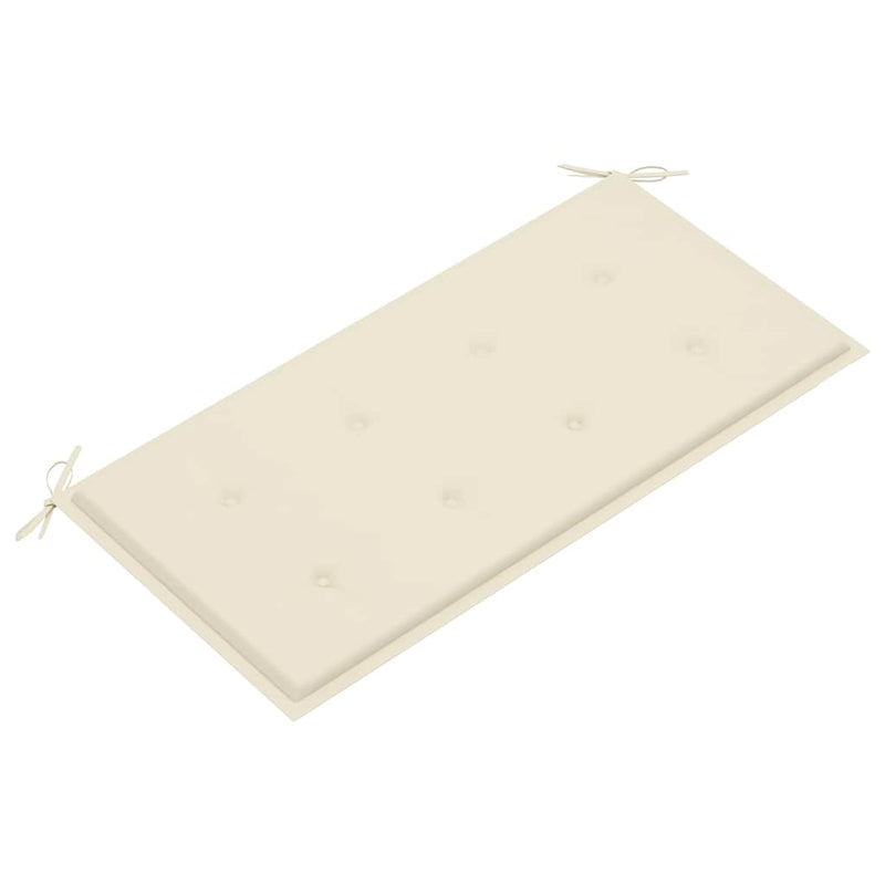 vidaXL tömör tíkfa kerti pad krémszínű párnával 112 cm