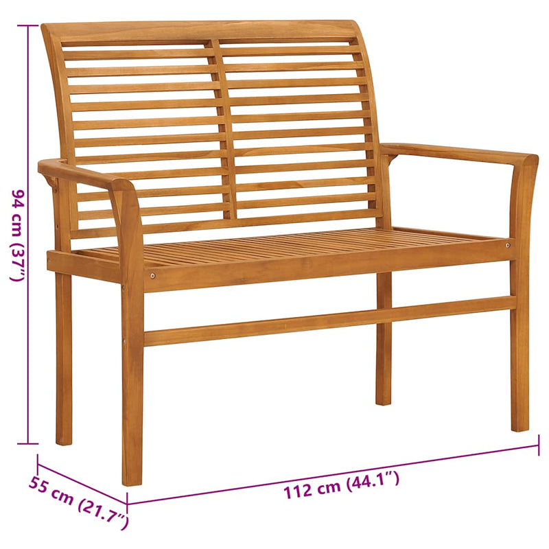 vidaXL tömör tíkfa kerti pad krémszínű párnával 112 cm
