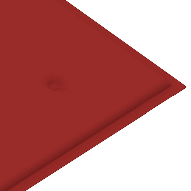 vidaXL tömör tíkfa kerti pad piros párnával 112 cm