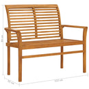 vidaXL tömör tíkfa kerti pad szürke kockás párnával 112 cm