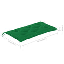 vidaXL tömör tíkfa kerti pad zöld párnával 112 cm