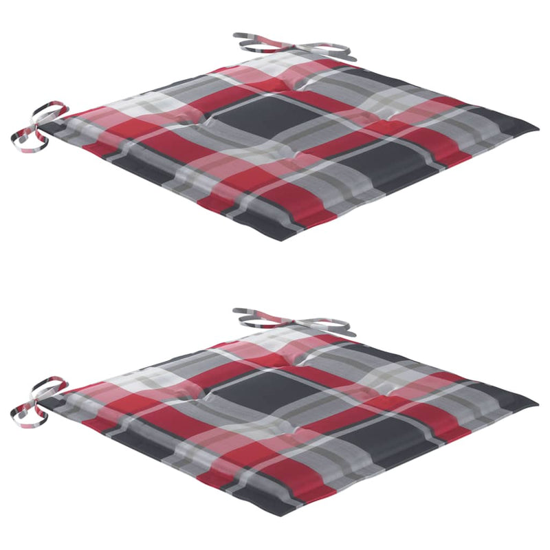 vidaXL tömör tíkfa hintaszék piros kockás párnával