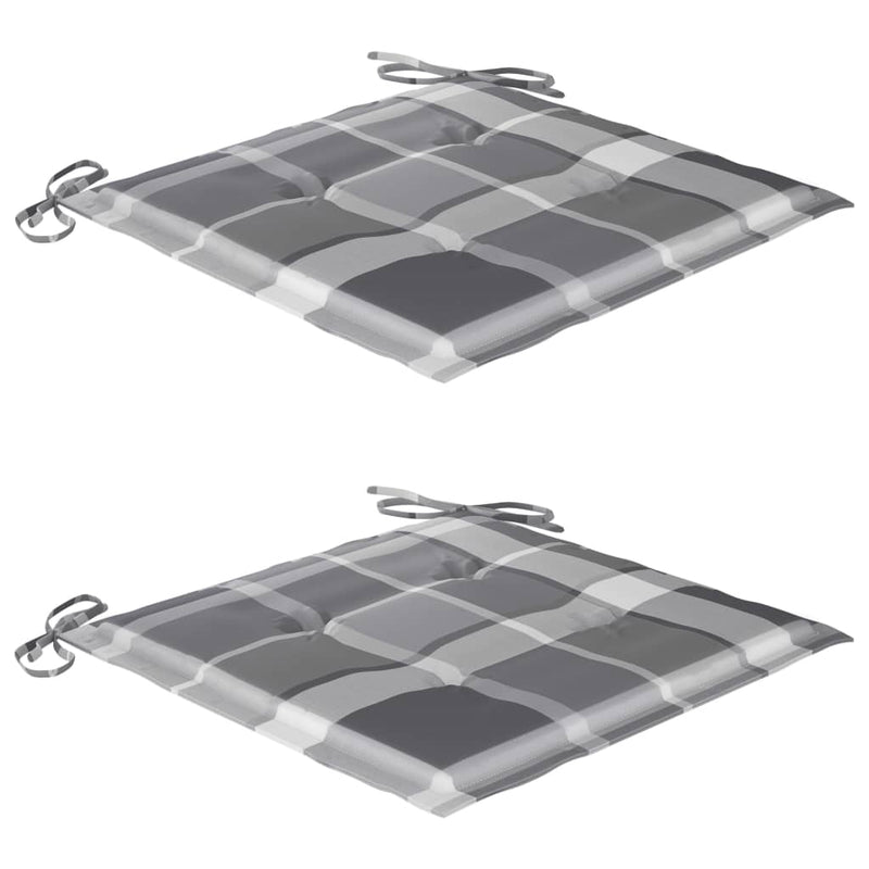 vidaXL tömör tíkfa hintaszék szürke kockás párnával