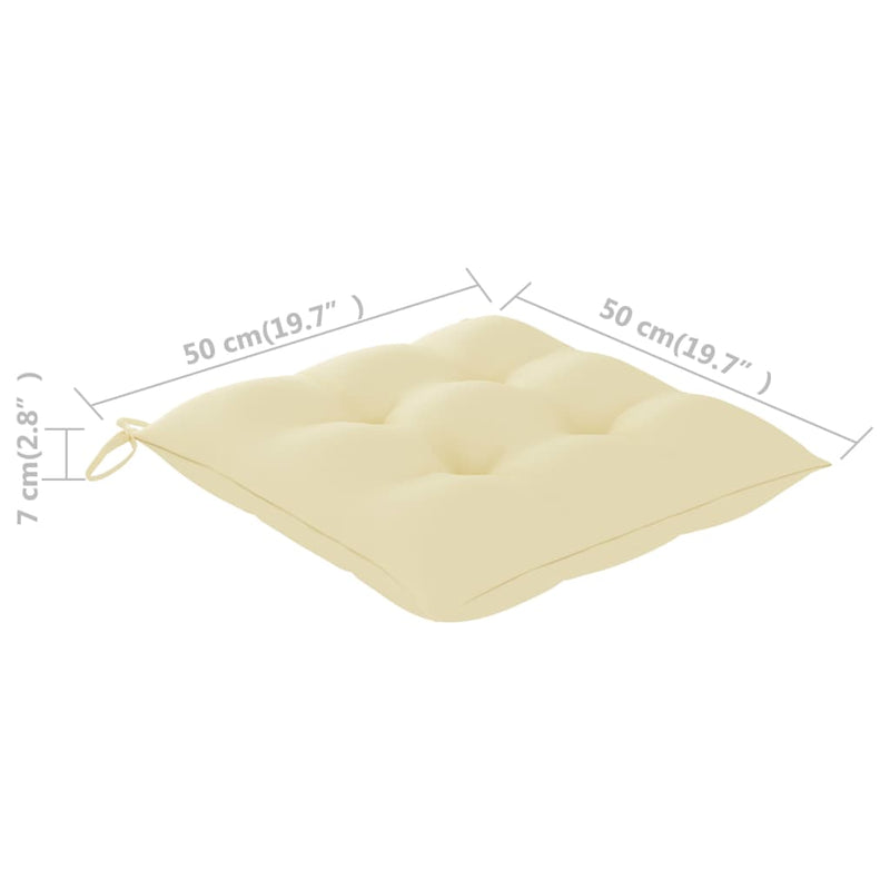 vidaXL tömör tíkfa hintaszék krémfehér párnával