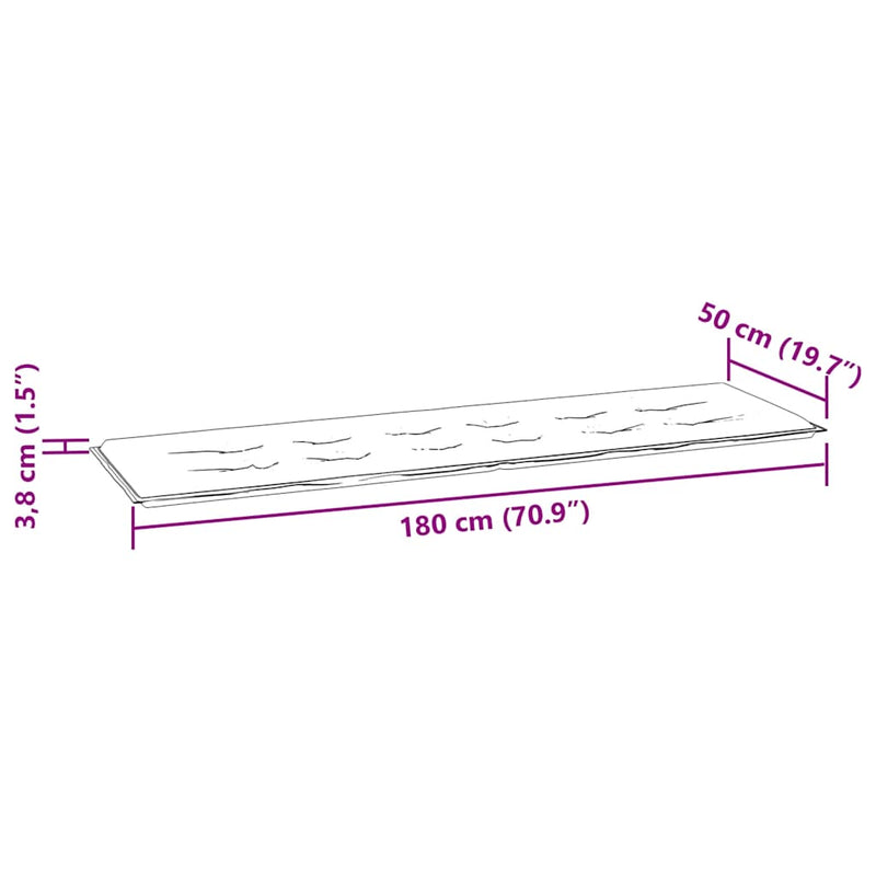 vidaXL tömör tíkfa kerti pad tópszínű párnával 175 cm