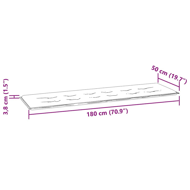 vidaXL tömör tíkfa kerti pad szürke kockás párnával 175 cm