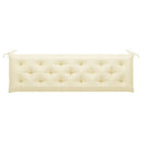 vidaXL tömör tíkfa kerti pad krémfehér párnával 175 cm