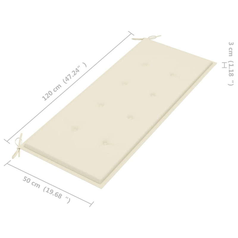 vidaXL tömör tíkfa rakásolható kerti pad párnával 128,5 cm