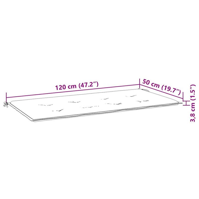 vidaXL tömör tíkfa rakásolható kerti pad párnával 128,5 cm