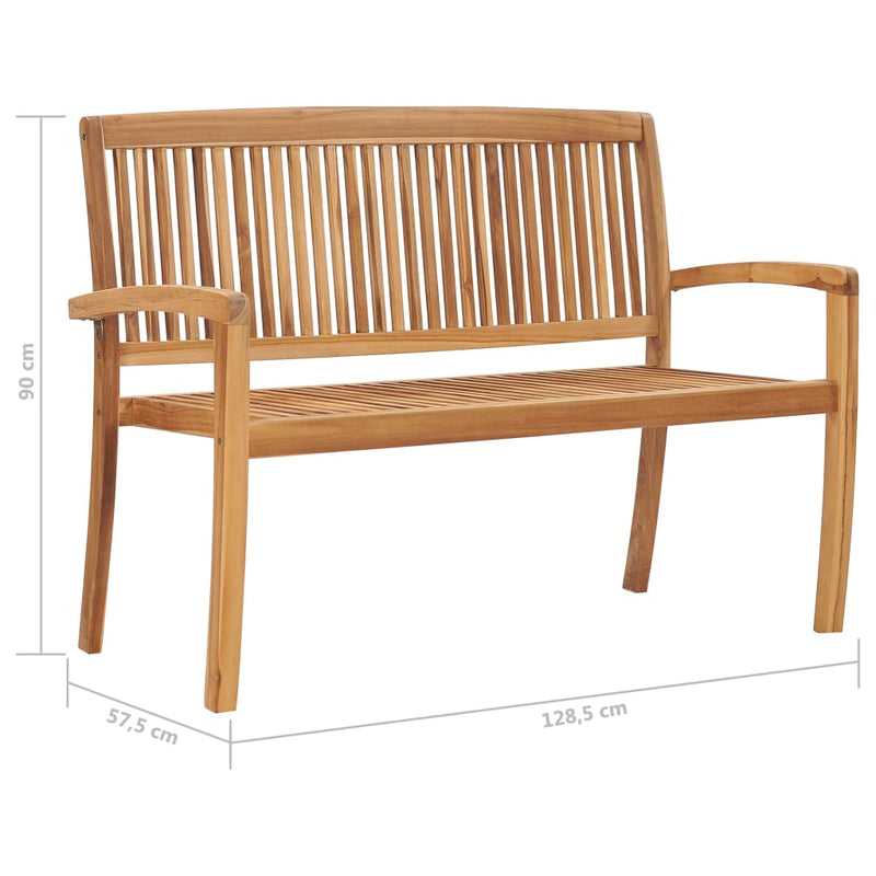 vidaXL tömör tíkfa rakásolható kerti pad párnával 128,5 cm
