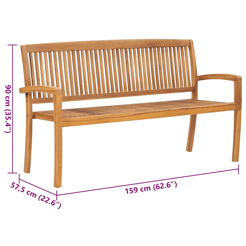vidaXL tömör tíkfa rakásolható kerti pad párnával 159 cm
