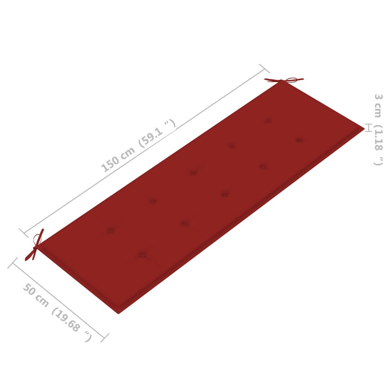 vidaXL tömör tíkfa rakásolható kerti pad párnával 159 cm