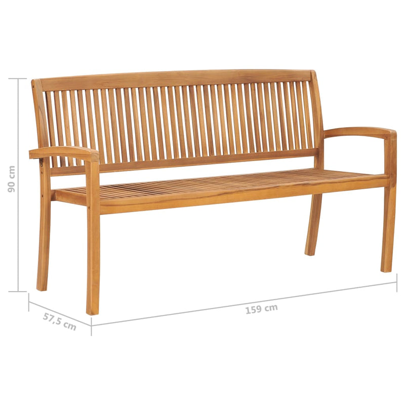 vidaXL tömör tíkfa rakásolható kerti pad párnával 159 cm