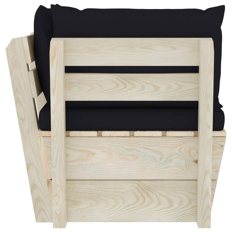 vidaXL impregnált lucfenyő kerti raklap sarokkanapé párnákkal