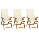 vidaXL 3 db összecsukható tömör akácfa kerti szék párnával