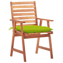 vidaXL 2 db tömör akácfa kültéri étkezőszék párnával