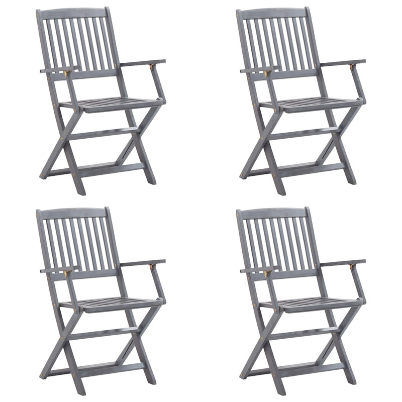 vidaXL 4 db összecsukható tömör akácfa kültéri szék párnával