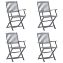 vidaXL 4 db összecsukható tömör akácfa kültéri szék párnával