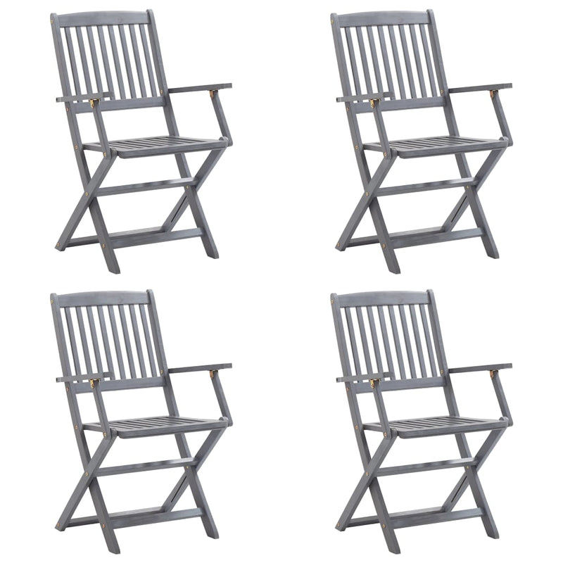 vidaXL 4 db összecsukható tömör akácfa kültéri szék párnával