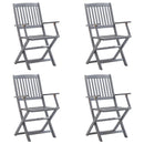 vidaXL 4 db összecsukható tömör akácfa kültéri szék párnával