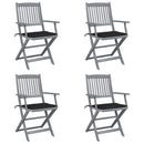 vidaXL 4 db összecsukható tömör akácfa kültéri szék párnával